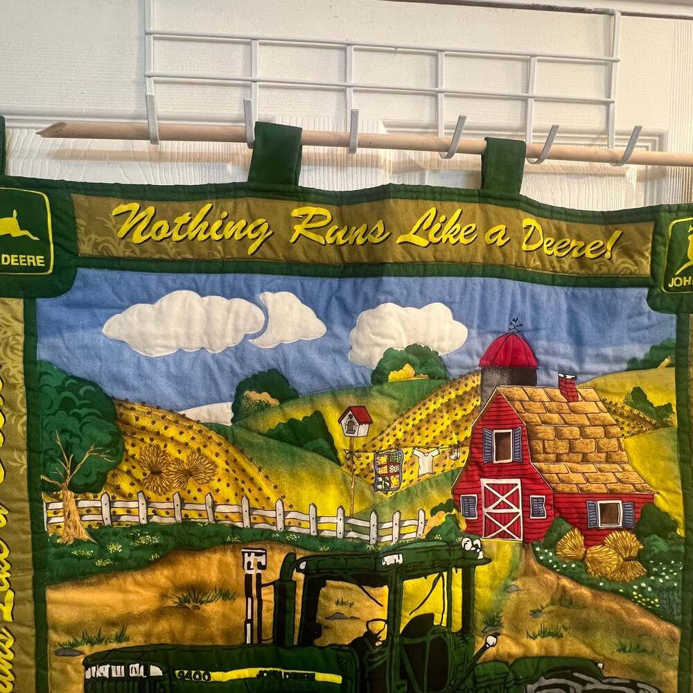 John Deere Tractor Wall Hanging Quilted Flag Tapestry 31” X 31” Barn Farm Handma - Picture 2 of 4